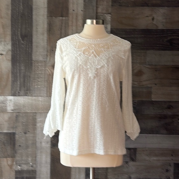 Gorgeous white peasant top medium boho angelic coquette romantic flower power - Picture 8 of 13